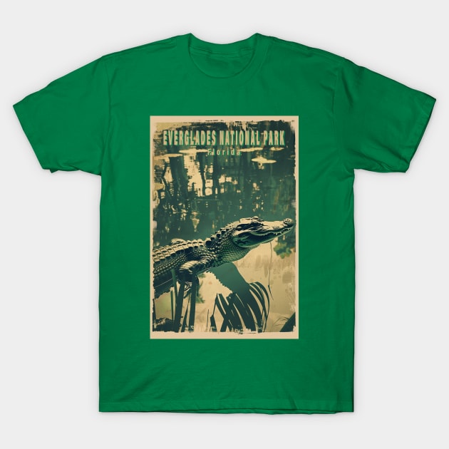 Everglades National Park Vintage Travel  Poster T-Shirt by GreenMary Design